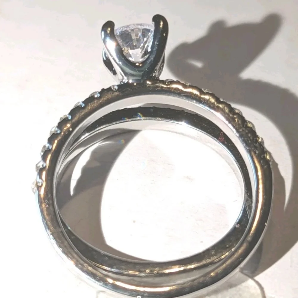 Women's 3 Ct Round Princess Cut Lab-created Diamond Engagement Duo Ring Set Sz 7 - Picture 9 of 17